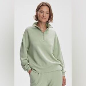 Varley Hawley Half Zip Sweat DoubleSoft Snow Sage Size S NWT